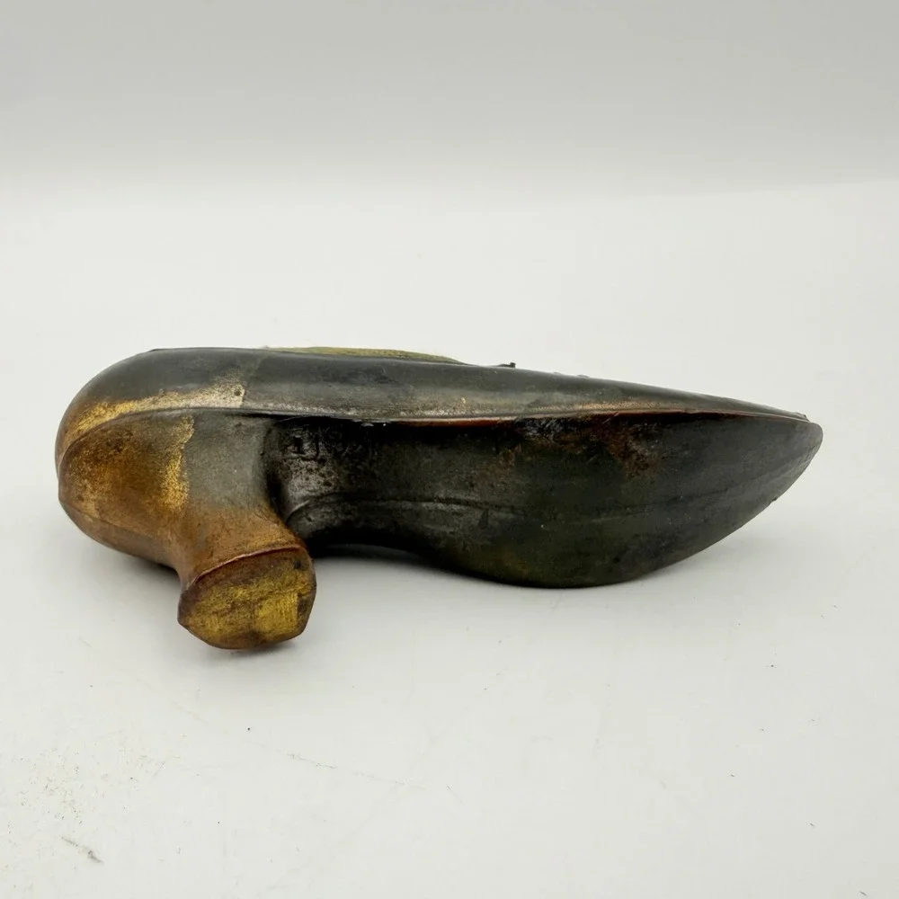 Antique Victorian Cast Metal Shoe Pin Cushion Miniature High Heel Sewing Tool
